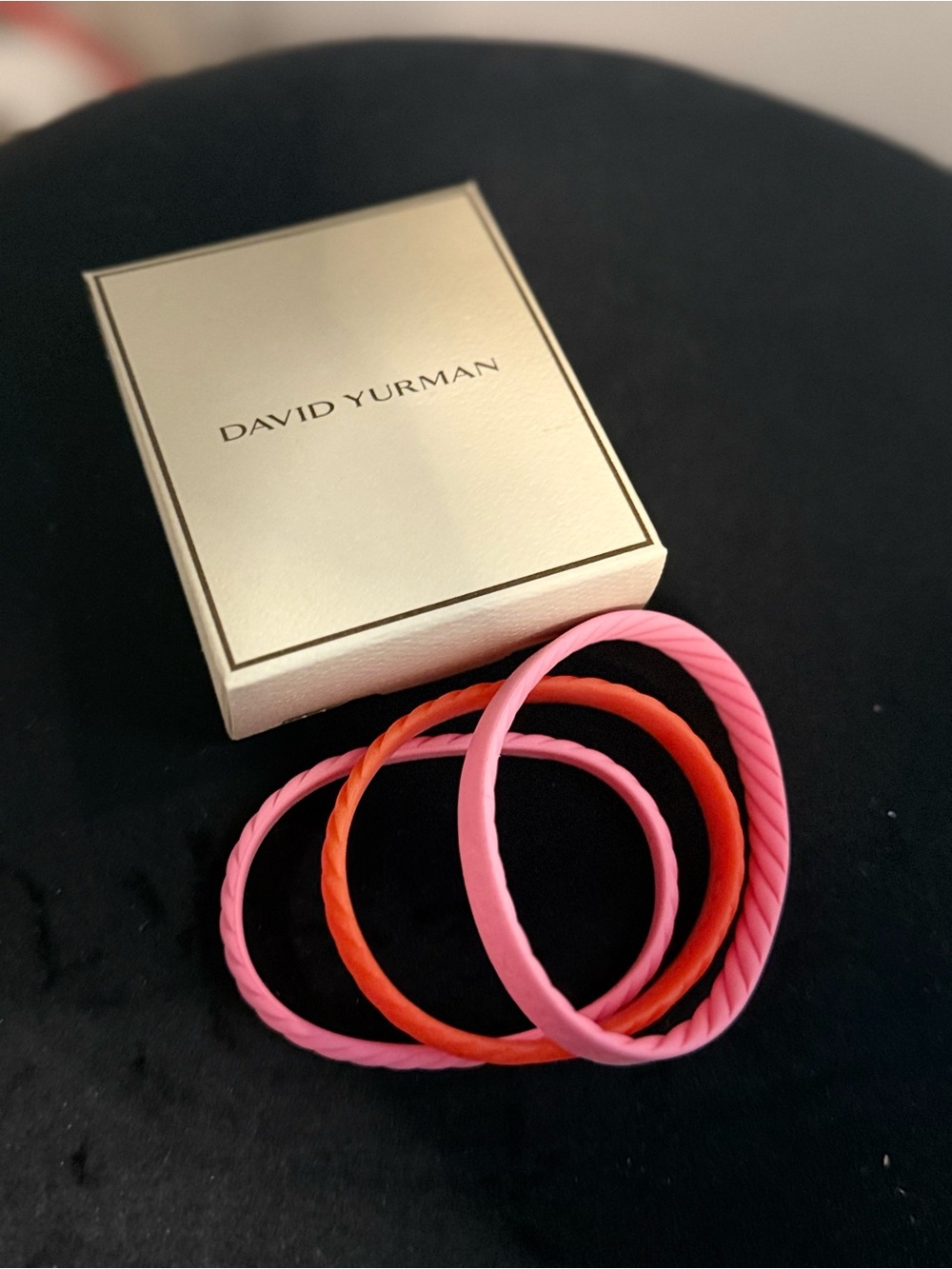 David Yurman Pink & Coral Cable-Textured Bangle Set